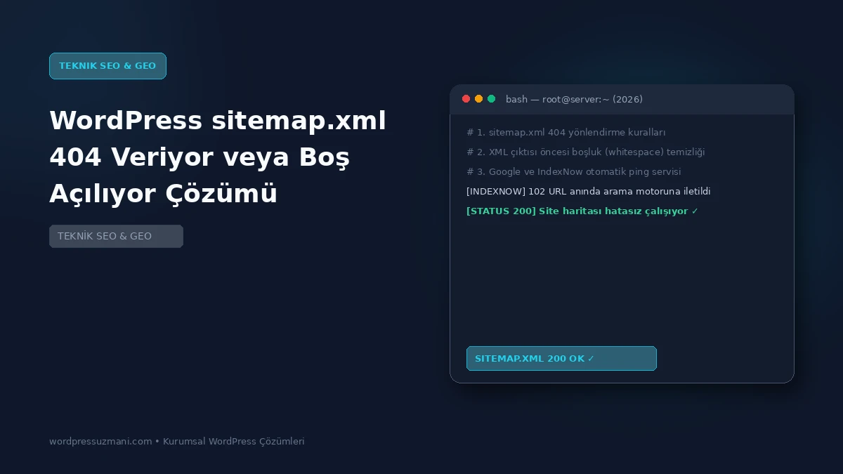 WordPress sitemap.xml 404 Veriyor veya Boş Açılıyor Çözümü - WordPress Uzmanı Rehberi
